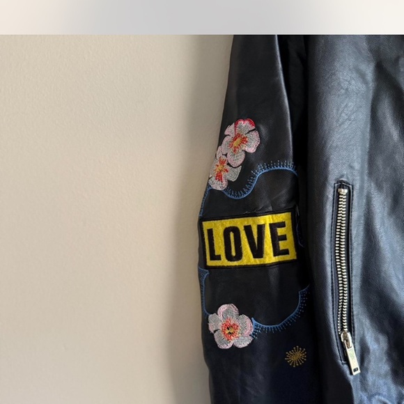 Embroidered Black Bomber Jacket - Picture 4 of 5